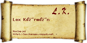 Lex Kármán névjegykártya